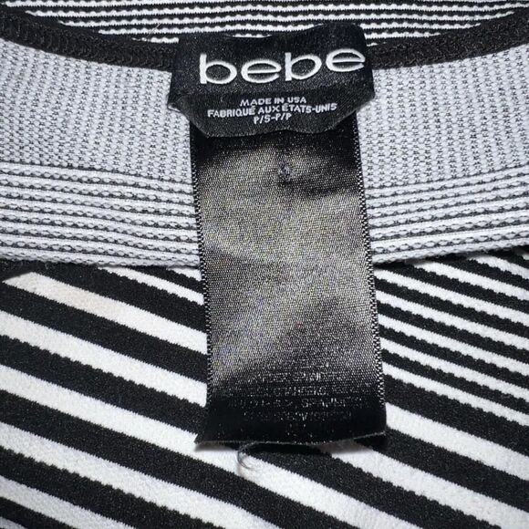 Bebe, Soft Crop Top, Black and White Stripes, Women’s Size Small - Picture 5 of 6
